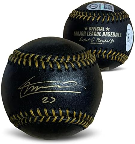 Владимир Гереро-младши С автограф MLB Подписа Black Baseball JSA COA Бейзболни Топки с Автографи в Джоба