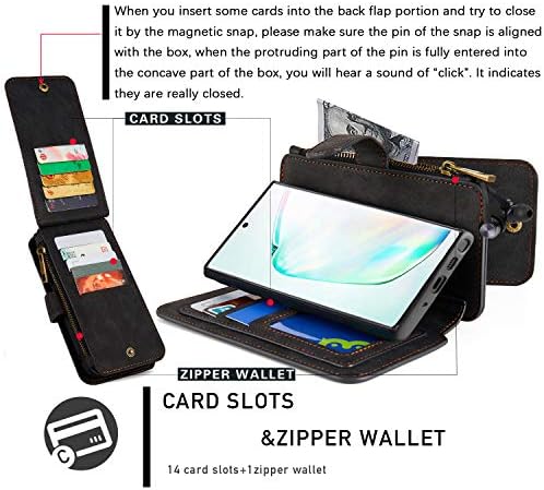 Калъф MODOS LOGICOS за Samsung Galaxy Note 10, [Подвижна портфейла-за награда] [2 1] [Отделение за съхранение на пари на мълния] [14 Слотове за карти и 1 кутия за снимки] Портфейл от изкус?