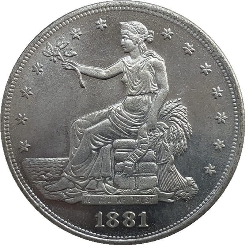 Американските монети от 1881 г., Месинг, със сребърно покритие, Старинни Занаяти, Колекция от Чуждестранни Възпоменателни монети