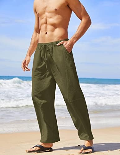 Мъжки Памучни Ленени Зреещи COOFANDY, Ежедневни Свободни Плажни Панталони За Йога в стил Хипи