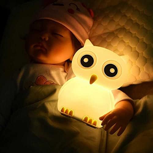 BARIAO Сладък Бухал Детски лека нощ, USB Акумулаторни Сладък Животни Лампи, 7 Цвята, с Променящ Преносими Led Сензорна Лампа за Декор на Масата в Детската Стая, Подаръци за