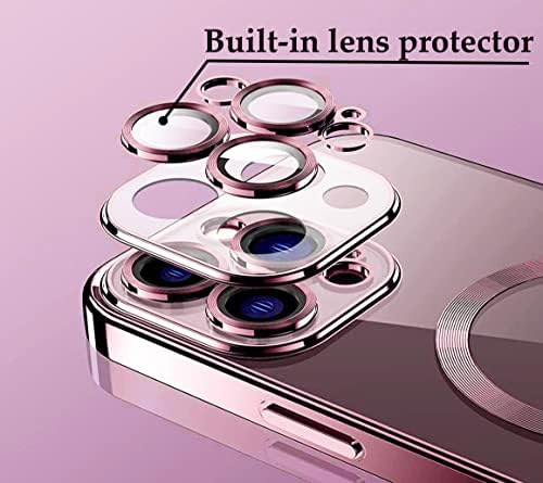 IKWZ Магнитен Прозрачен калъф за iPhone 13 Pro, калъф Magsafe със защита за фотоапарати, Златна Гальванический край, устойчив на удари-Мек калъф за iPhone 13 Pro Case (6,1 инча) (в синьо)