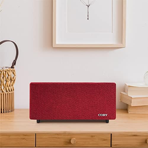 Безжични Bluetooth високоговорители Coby Encore True за дома | Преносими Стереоколонка в ретро стил Червен Цвят, възпроизвеждане
