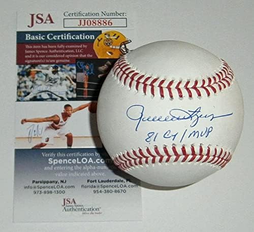 Играта на топка с автограф BREWERS Rollie Пръст w / 81 CY MVP JSA COA AUTO с автограф - Бейзболни топки с автографи