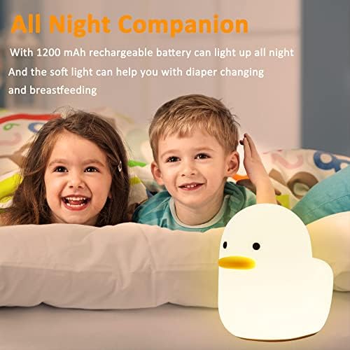 Лека нощ, във формата на патица за деца, Скъпа лампа във формата на пате за почивка в детска градина, ABS + SIL, Сензорно