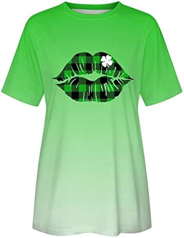 CGGMVCG Риза на Деня на Св. Патрик, Дамски Скъпа Риза, Отгоре с Къс Ръкав, Ежедневни тениски с Принтом, Зелени Ризи за