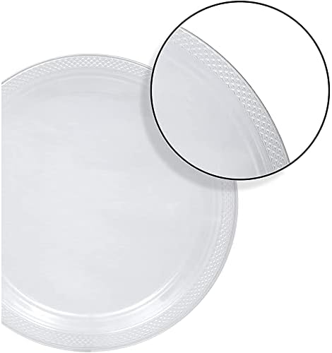 Изискан 10-инчови Прозрачни Пластмасови чинии за партита - Обикновена чинии за Еднократна употреба - 50 броя