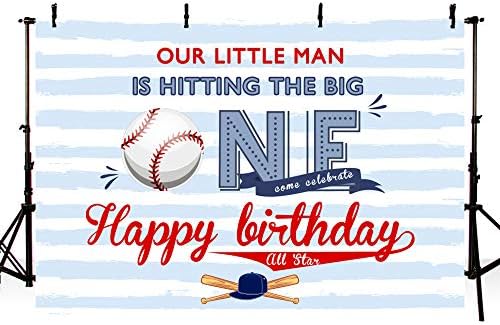 MEHOFOND Бейзболен Момче на Фона на 1-ви Рожден Ден на Бейзболни, Спортни Украса за Рожден Ден Банер на Нашия Малък Човек