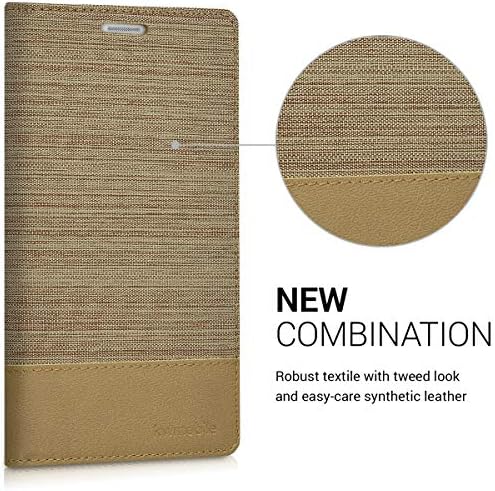 Калъф-за награда kwmobile, съвместим с Huawei P8 Lite (2015) - Текстилен калъф-портфейл от изкуствена кожа с поставка