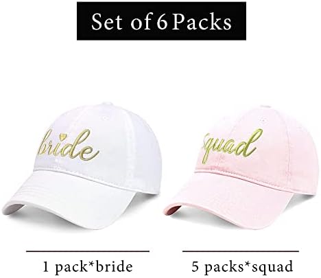 PartyGifts & beyond Бейзболна шапка шаферките, 6 опаковки шапки за моминско парти, капачката на четата на булката за