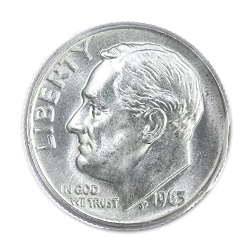 1963 P Десятицентовик Рузвелт 10В Отличен Скъпоценен Камък е Рядък 90% Сребърен Блестящ Албум Без тиражите на BU Detail