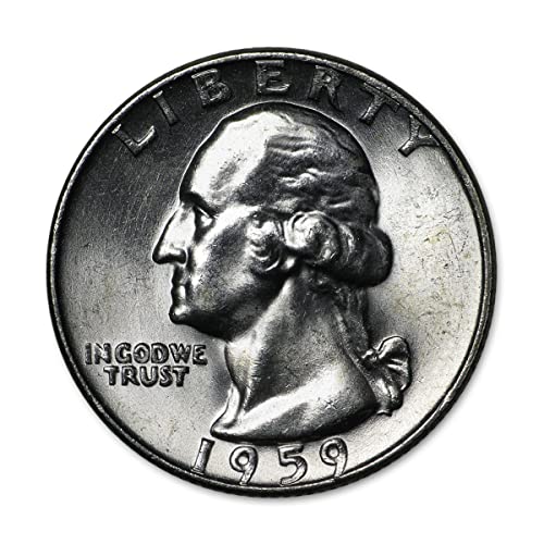 1959 P Washington Quarter 25C Блестящ Необращенный Албум от 90% Сребро С Подробности Bank Gem BU Рядко Отличен Мента