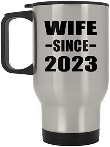 Designsify Wife С 2023 г., Сребърна Пътна Чаша 14 грама, на Изолиран Чаша от Неръждаема Стомана, Подаръци за Рожден Ден,