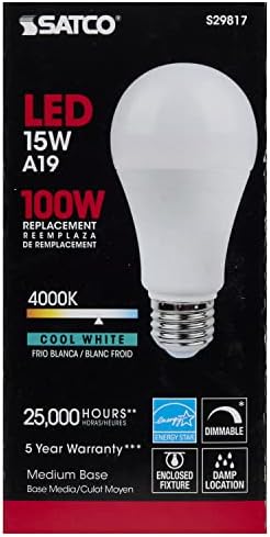 Лампа с нажежаема жичка Satco S29817 средна мощност, 4,63 инча, Матово-бяла