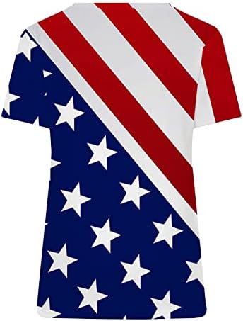 Ризи 4 юли за Жени, Летни Ежедневни Тениски с Принтом на Деня на Независимостта, V-Образно деколте, Свободни и Удобни