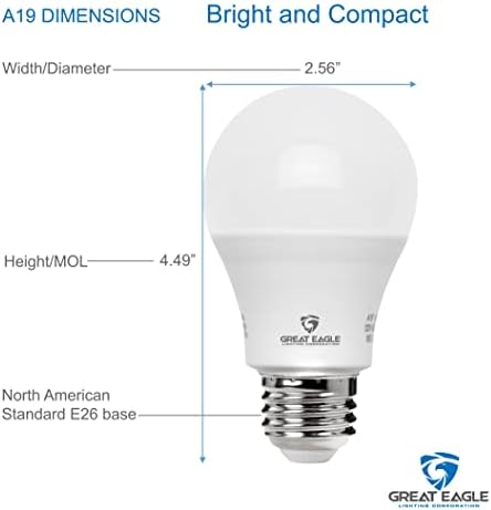 Led лампа Great Eagle Lighting Corporation A19, което е Еквивалента на 100 W, Дневна светлина 15 Вата 5000 До, led лампа