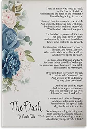 The Dash Поетичен Принт Стихотворение Линда Елис Плакат Стенни Художествена Живопис Печат върху Платно Вдъхновяващ Духовен