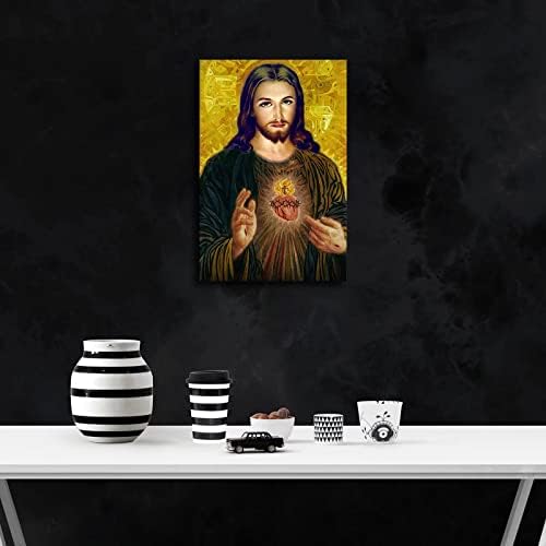 Плакат с Исус Христос, Свещеното Сърце на Исус, Стенен Декор, монтиран на стената арт Принт, Платно, Стенен Интериор