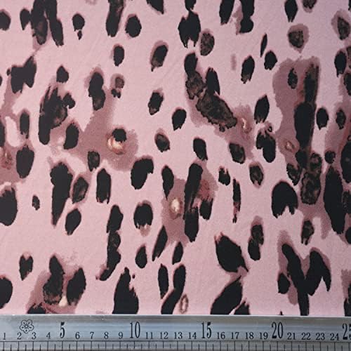 Илюстрация текстура Леопард, Вдъхновен от Екзотична Фауна Модел, Светло Розово, Мек Еластичен Трикотаж с Принтом, 4-Лентови Плат за дрехи и Шиене със собствените си