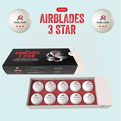 Топки за пинг-понг AirBlades 3 Звезди | Висококачествени Топки за тенис на маса за турнирна игра и тренировки | Усъвършенстван ABS-пластмаса | Стандартни Топки за пинг-понг