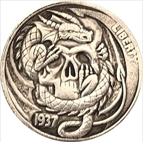Американски Бизони Скитник Монета Череп На Дракон Монета За Подарък Череп На Дракон Монета За Спомен Щастливата Монета
