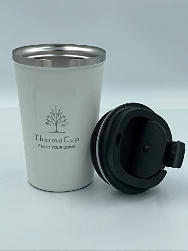 Термокружка Бяла |Пътна Чаена Чаша |за многократна употреба Термос за кафе с Изолация от Неръждаема Стомана | Цветни Чаши |Подаръци за мъже и жени | 380 мл