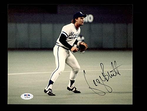 Джордж Брет PSA DNA Подписа Снимка с Автограф 8x10 на Членовете на Кралското семейство - Снимки на MLB с автограф