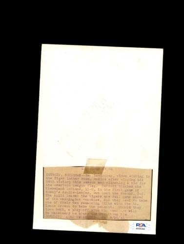 Хал Newhouser PSA DNA С Автограф от 1945 9x6 Снимка Тигри С Автограф - Снимки на MLB с автограф
