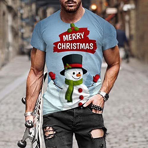 XXBR Мъжки тениски С коледните принтом Дядо Коледа, Солдатские Блузи с къс ръкав, Забавни Коледни графични вечерни Тениски