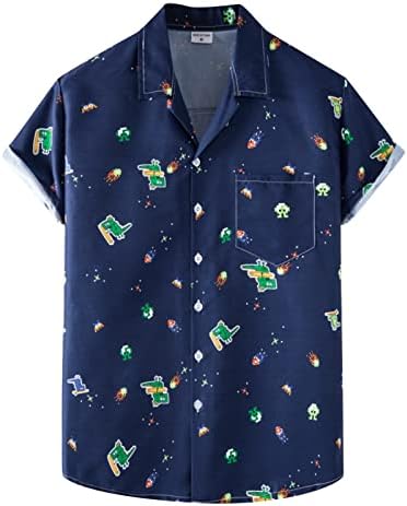 Мъжки Хавайски Ризи BEUU, Лятна Тениска с Къс ръкав и Копчета, Тропически Принт в стил Бохо, Плажни Върховете Aloha Свободно