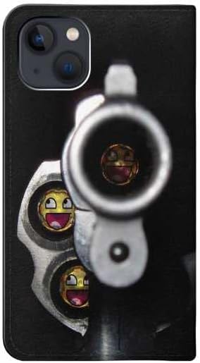 RW1109 Smile Bullet Gun ПУ Кожен Флип Калъф за iPhone 14