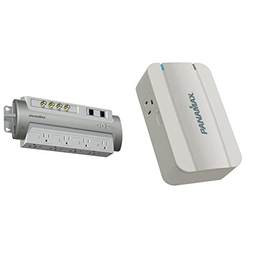 Кабел контакти Panamax PM8-AV 8 за сателитен телефон - Сребрист и Двухрозеточный Ограничител на пренапрежение MD2 с led диагностика осветление