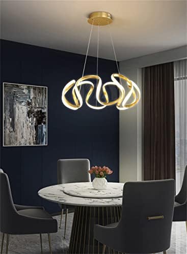CZDYUF Окачен лампа във формата на Цветна линия, Осветление за Трапезария, Спални, Кабинет, Черни/Златни Полилеи Led, Лампа (Цвят: Сив, Размер: Трицветна)