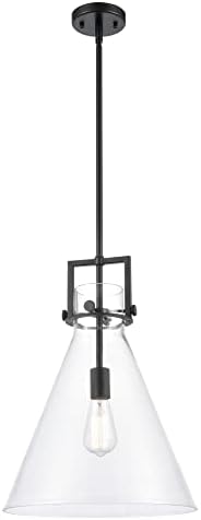 Иновативен лампа 411-1S-BB-14CL Newton - 14 One Light Mini месинг с матово покритие и прозрачен конусообразным стъкло