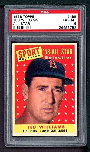 1958 Topps 485 All-Star Тед Уилямс Бостън Ред Сокс (бейзболна картичка) PSA PSA 6,00 Ред Сокс