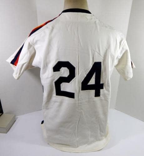 Хюстън Астрос Франклин Стъбс 24 Използван В играта Бяла Риза 43 DP35562 - Използваните В играта Тениски MLB