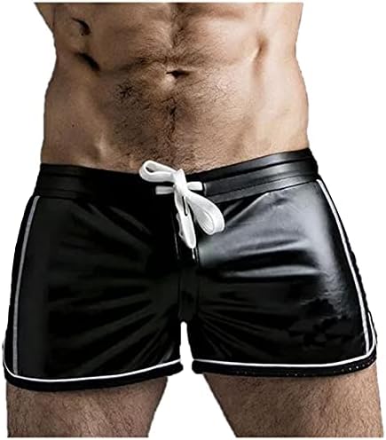 Мъжки плътно Прилепнали Кожени Панталони AKIMPE, Тънки Къси Панталони За Фитнес и Тичане, Стилни Тенденция на Младежки