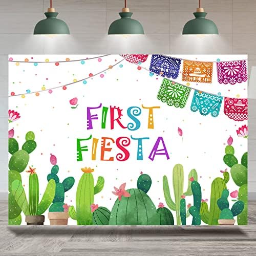 Rsuuinu Fiesta Фон за Първия Рожден Ден на Мексиканска Фиеста Тематичен Фон за Снимки на 1-ви Рожден Ден на Кактус Лятна