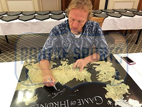 Джером Флин с автограф /с Подписа на Игра на престола Карта Вестероса 24x36 Плакат с надпис Бронн