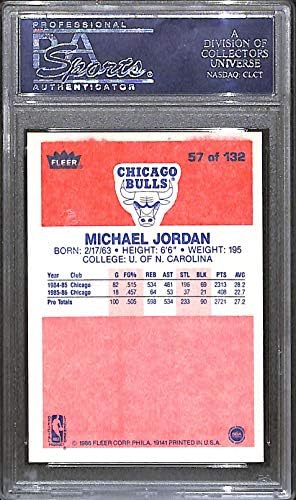 1986 Fleur 57 Чикаго Булс Майкъл Джордан (Баскетболно карта) PSA PSA 9.00 Булс UNC