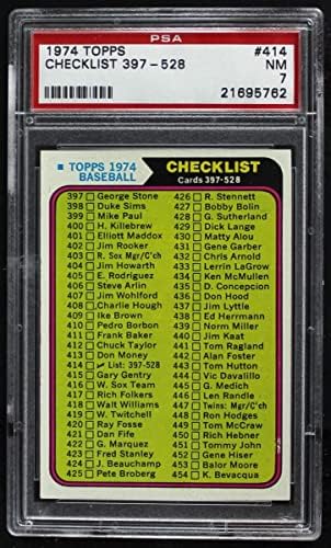 1974 Topps 414 списък 4 (Бейзболна картичка) PSA PSA 7.00