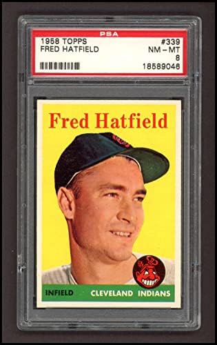 1958 Topps 339 Фред Хетфийлд Кливланд Индианс (Бейзболна картичка) PSA PSA 8.00 Индианс