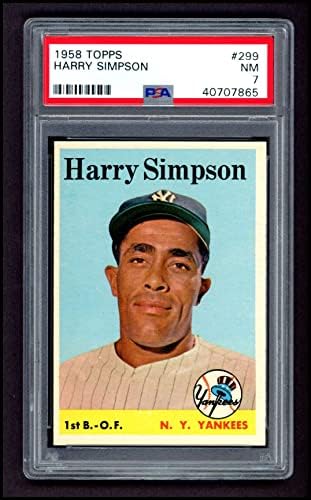 1958 Topps 299 Хари Симпсън Ню Йорк Янкис (Бейзболна картичка) PSA PSA 7.00 Янкис