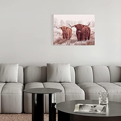 ПРЕДИ Монтиране на Изкуството Високопланинско Крави Кафяви Картини с Изображение на Високопланинско Крави Декор на стените
