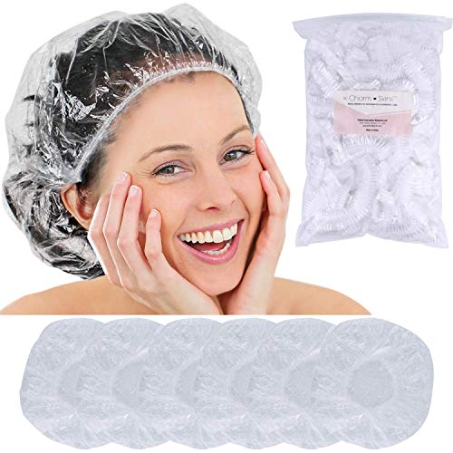 Еднократна Найлонова шапка за душ за коса - (50 и 100 опаковки) Прозрачни дамски шапки за душ, Водоустойчив Шапчица за