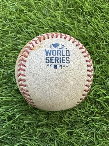 Игра на Световните серии 2021 2 Използвана игра на Бейзбол Атланта Брейвз MLB Аутентифицирована В играта, MLB, Използвани