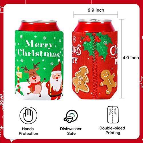 24 Опаковане на Коледни Неопреновых ръкави-охладител за Консерви, за Многократна употреба Термоохладители, Празнични