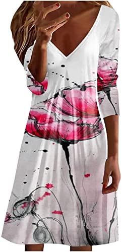 Женствена Рокля-риза с Хубав модел на Тикви за Хелоуин с дълги ръкави и V-образно деколте, Ежедневна рокля Трапецовидна
