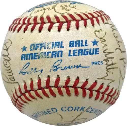 1995 Екипът на Янкис Подписа Бейзболен топката OAL с автограф Джетера Ривера Маттингли JSA - Бейзболни топки с автографи