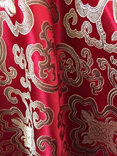 Китайски брокат от червено злато, сатен плат Аделаида, двор - 10058